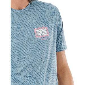 2021 Rip Curl Men Mind Wave Camiseta Uv De Manga Corta Wly3sm - Azul Medio